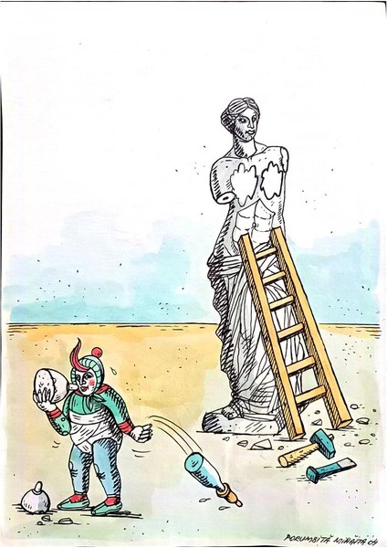 Mihaita Porumbita 29X21CM Orijinal Karikatür Tablo modelleri