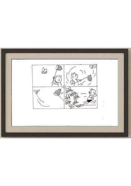 Wang Shou 29X21CM Orijinal Karikatür Tablo