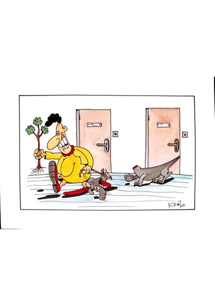 Tadeusz Krotos 29X21CM Orijinal Karikatür Tablo modelleri