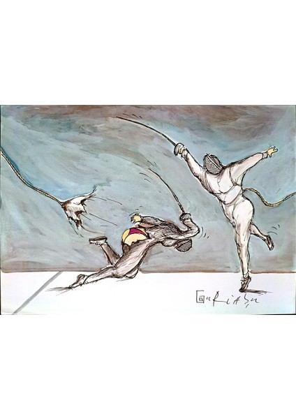 Ghinea Uriasu 29X21CM Orijinal Karikatür Tablo modelleri