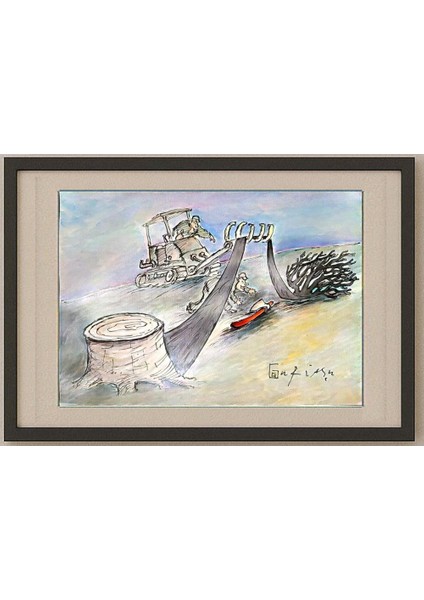 Ghinea Uriasu 29X21CM Orijinal Karikatür Tablo