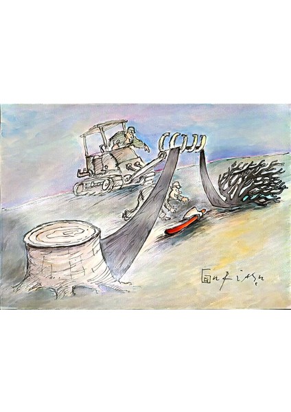 Ghinea Uriasu 29X21CM Orijinal Karikatür Tablo modelleri