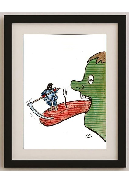 Mileta Miloradovic 25x17cm Orijinal Karikatür Tablo