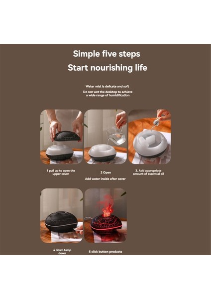 Renkli Volkan Difüzör 200ML Ultrasonik Alev Ateş Nemlendirici Otomatik Off Koruma Soğutma (Yurt Dışından)