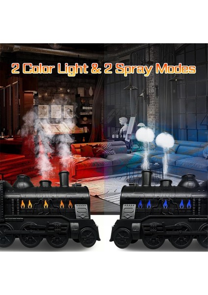 USB Nemlendirici 300ML Tren Şeklinde Uçucu Yağ Difüzörü Sessiz Serin Mist 2 Aydınlatma ve 2 Mist Modu Aromaterapi A (Yurt Dışından) modelleri