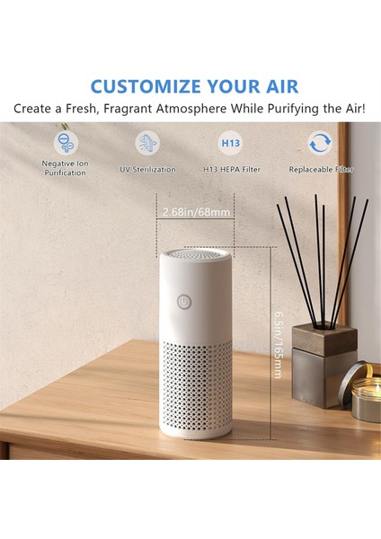 Mini taşınabilir hava temizleyici ev için HEPA hava temizleyici sessizlik ve ev yapımı aromaterapi ile ev yatak odası ofis arabası için (Yurt Dışından) modelleri