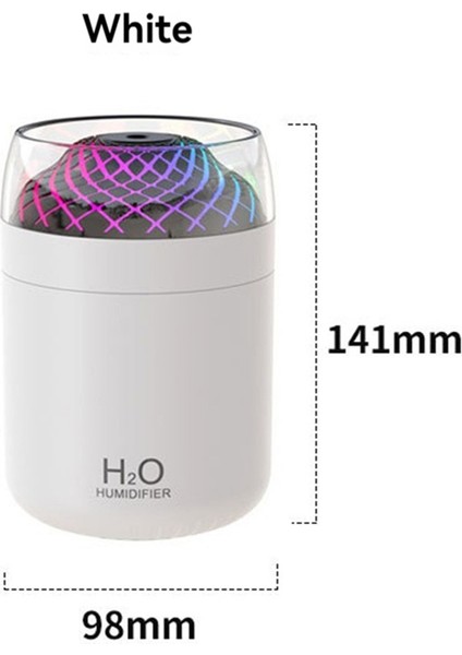 2x Cam Kupa Nemlendirici Renkli Işık Başucu Masa Dekorasyon Gece Işık USB Büyük Sis Nemlendirici Beyaz (Yurt Dışından) fırsatları