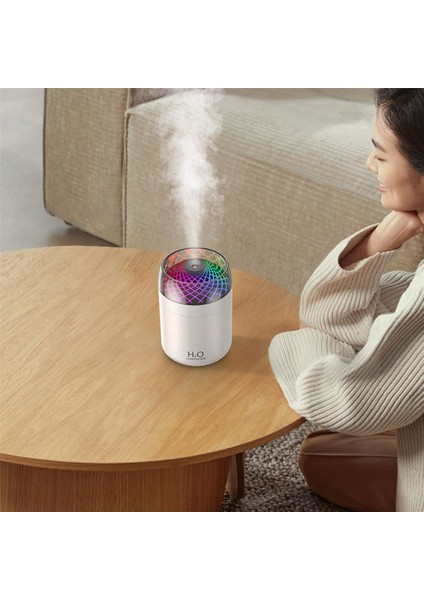 2x Cam Kupa Nemlendirici Renkli Işık Başucu Masa Dekorasyon Gece Işık USB Büyük Sis Nemlendirici Beyaz (Yurt Dışından) indirimleri