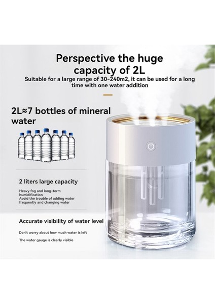 2l LED Lamba ile Büyük Kapasiteli Şeffaf Nemlendirici USB Sessiz (Yurt Dışından) modelleri