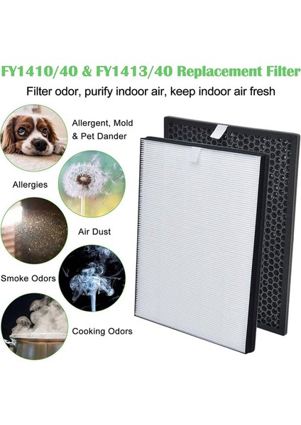 3x FY1413/40 Aktif Karbon ve FY1410/40 Hepa Replasman Filtresi Philips Hava Arıtma Serie, AC1214/1215/1217&#39;YI Değiştirin (Yurt Dışından) indirimleri