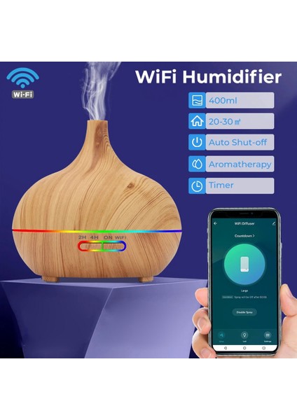 Tuya Wifi Nemlendirici Essential Aroma Yağ Difüzör Akıllı Ana Sayfa 400ML Hava Nemlendiricisi Alexa Eu Fişi Için (Yurt Dışından) fiyatları