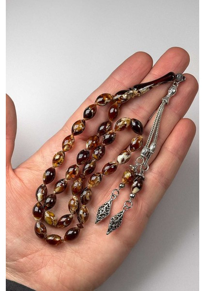 Hareli Renk Kararma Yapmaz Püsküllü Toz Kehribar modelleri