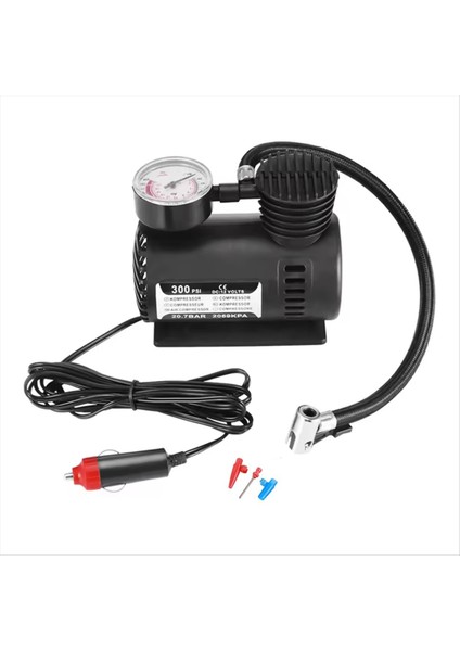 12V Küçük Araba Lastik Hava Pompası Şişirme Kablolu Elektrikli Hava Kompresörü 3 Iğneli Arabalar Bisikletler Motosikletler Kayaks (Yurt Dışından)