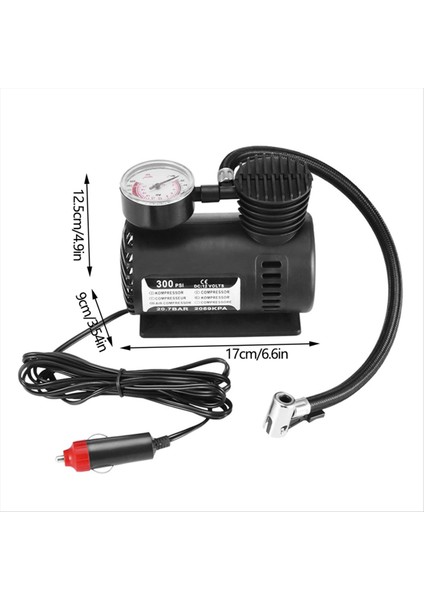 12V Küçük Araba Lastik Hava Pompası Şişirme Kablolu Elektrikli Hava Kompresörü 3 Iğneli Arabalar Bisikletler Motosikletler Kayaks (Yurt Dışından) fırsatları