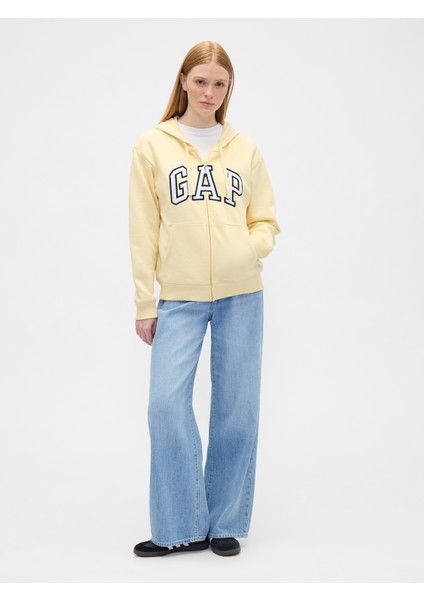 Kadın Sarı Gap Logo Fleece Fermuarlı Sweatshirt indirimleri