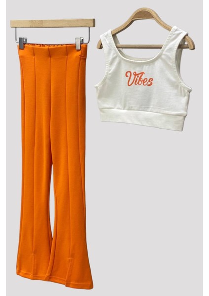 Mojo Kız Çocuk 1-14 Yaş İspanyol Paça Yırtmaçlı Tayt 3490 Turuncu