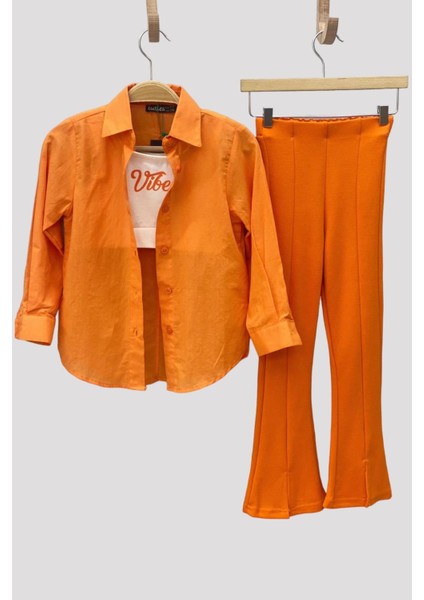 Mojo Kız Çocuk 1-14 Yaş İspanyol Paça Yırtmaçlı Tayt 3490 Turuncu