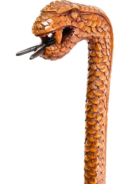 Yılan Model Baston Ahşap El Oyması