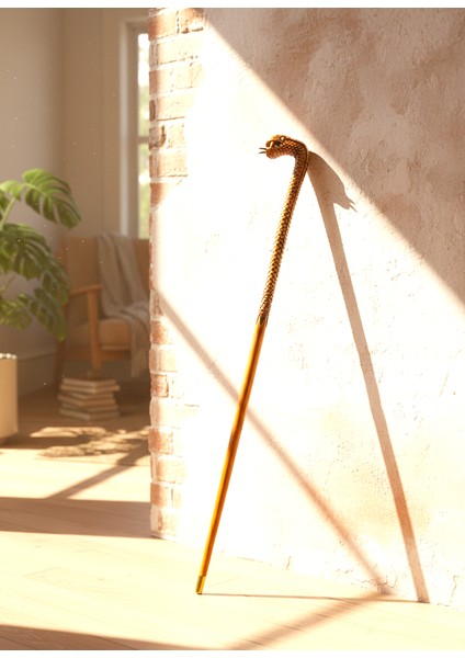 Yılan Model Baston Ahşap El Oyması fırsatları