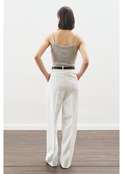 Dona Pileli Palazzo Pantolon Ekru