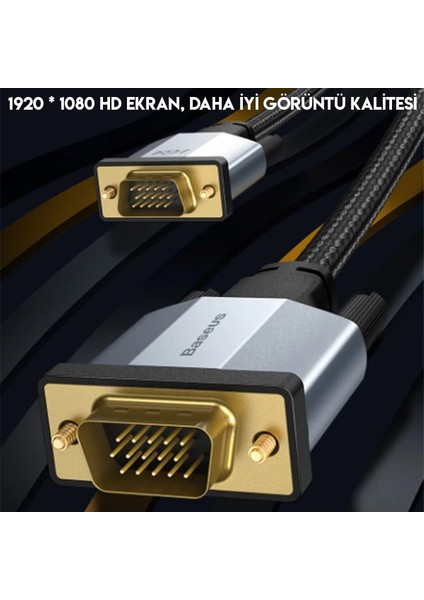 Baseus Enjoyment 1080P VGA To VGA Kablo Monitör Projeksiyon Kablosu 2METRE-(5775) - ?50?74E7-0G165 modelleri