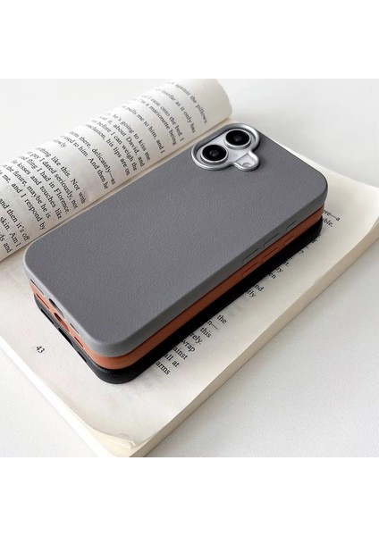 Iphone 16 Plus Uyumlu Estetik Dokulu Deri Görünümlü Esnek Silikon Kılıf modelleri