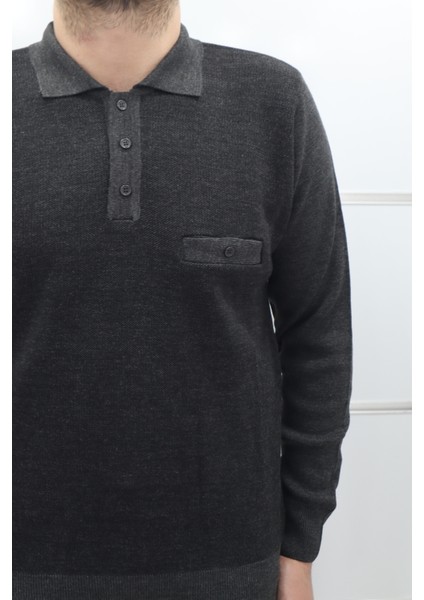 Fistan Store Erkek Düz Klasik Kesim Rahat Kalıp Polo Yaka Tek Cepli Kışlık Yünlü Kazak fiyatları