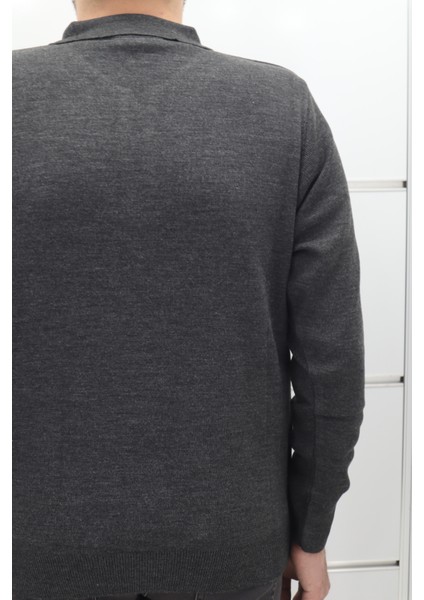 Fistan Store Erkek Düz Klasik Kesim Rahat Kalıp Polo Yaka Tek Cepli Kışlık Yünlü Kazak fırsatları