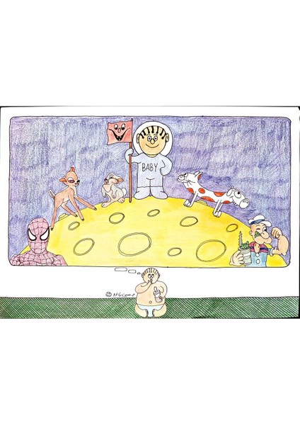 Mostafa Hossein Nia 29X21CM Orijinal Karikatür Tablo modelleri