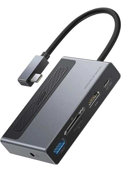 Baseus Magic Çok Fonksiyonlu Klipsli Type-C Hub 6in1 (Usb3.0+Sd+Tf+Hdmı+Type-C+3.5m - ?83?45E4-8G8