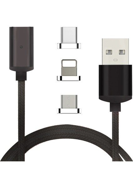 Iphone Type-C Android 3 Başlık Manyetik Şarj USB KABLOSU-(5775) - ?92?81E9-8G7692 fiyatları