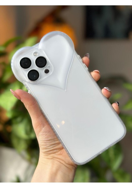 Iphone 14 Promax Şeffaf 3D Kalp Tasarımlı Silikon Kılıf