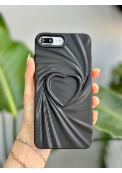 Apple Iphone 7 Plus ve 8 Plus Uyumlu 3D Mat Saten Kalp Kabartma Desenli Silikon Kılıf fiyatları