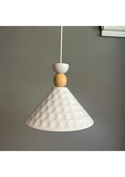 Rumy Beyaz Tekli Avize Ahşap Kafa Başlık Sarkıt Ofis Showroom Salon Mutfak Avizeleri modelleri