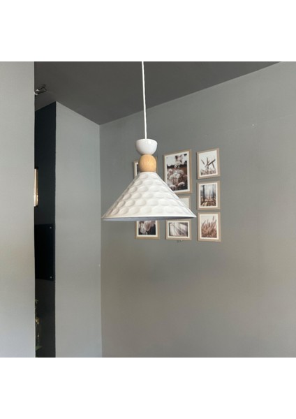 Rumy Beyaz Tekli Avize Ahşap Kafa Başlık Sarkıt Ofis Showroom Salon Mutfak Avizeleri fırsatları