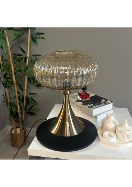 Mesa Bal Rengi Cam Masa Lambası Dekoratif Abajur Çocuk Odası Başucu Lambası Okuma Lambası