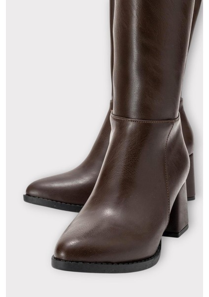 Topuklu Kadın Çizme Kahverengi modelleri