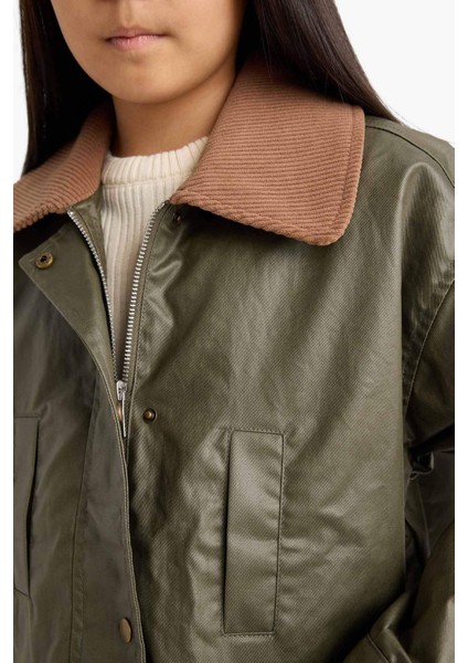 Kız Çocuk Kontrast Yaka Fermuarlı Parka F0047A825AU