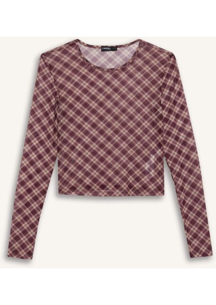 Coool Fitted Kareli Tül Uzun Kollu TIŞÖRT G3024AX25WN fırsatları