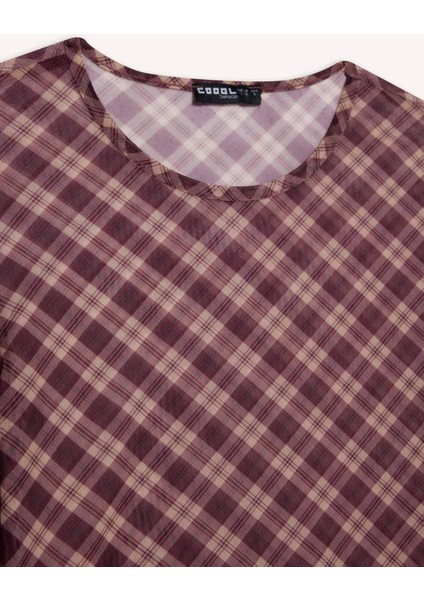 Coool Fitted Kareli Tül Uzun Kollu TIŞÖRT G3024AX25WN indirimleri