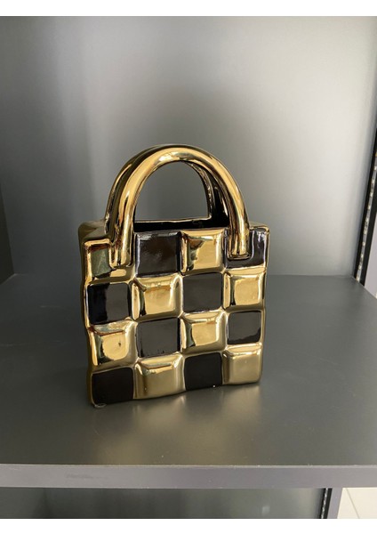 Gold & Siyah Seramik Çanta Dekor Obje – Lüks El Yapımı Modern Tasarım Aksesuar | 35 cm x 12 cm fiyatları