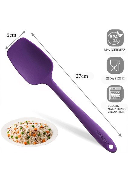 Silikon Kaşık Seti 4lü Büyük Boy Yanmaz Yapışmaz Çizmez Mor-Fuşya-Gri-Kırmızı 27cm fiyatları