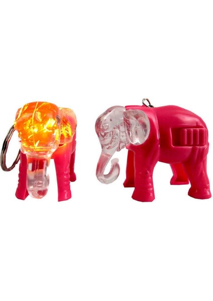 20 Adet Fil Modeli Işıklı LED Pembe Anahtarlık