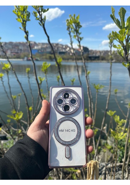 Xiaomi Redmi 14C 4g Şeffaf Taşlı Magsafe Özellikli Kılıf