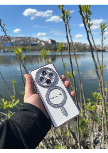 Xiaomi Redmi 14C 4g Şeffaf Taşlı Magsafe Özellikli Kılıf