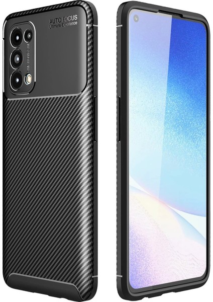 Oppo Reno 5 Kılıf Auto Focus Karbon Kapak - Siyah - FKU7293-5604