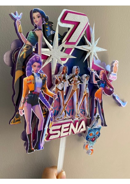 K-Pop Demon Hunters Temalı Doğum Günü Cake Topper – Isim ve Yaşa Özel Pasta Süsü indirimleri