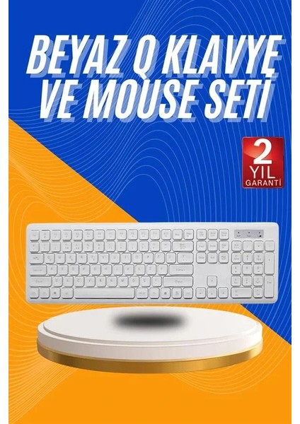 Kablosuz Klavye Mouse Seti Beyaz Q Klavye Tüm Cihazlara Uyumlu fiyatları