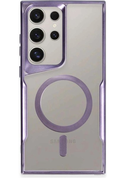 Samsung Galaxy S23 Ultra Kılıf Boyi Magsafe Silikon Kapak - Derin Mor - FKU8602-2038