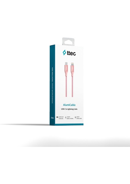 Alumicable USB-C Lightning Hızlı Şarj Kablosu 150 cm Roze Altın 2DK41RA indirimleri
